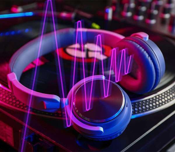 Image of DJ headphone on top of CDJs